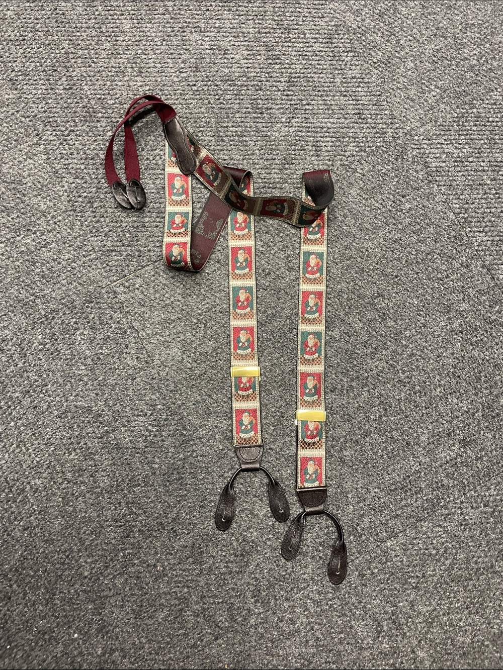 Vintage Martin Dingman Santa Clause mens suspenders straps brass silk??